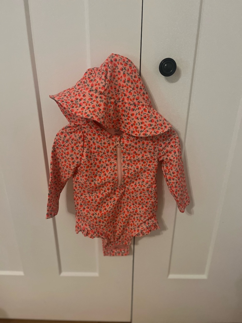 BabyGap Pink Strawberry One Piece Rashguard with Matching Hat